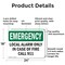 Signmission Local Alarm Only In Case Of Fire Call 911 Emergency Sign, Aluminum, 24in W x 18in L, 2PK OS-2PACK-EM-A-1824-L-10398 - alternate 7